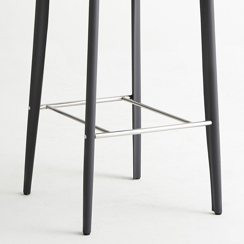 Modern Faux Leather Low Back Armless Bar Stools with Metal Base