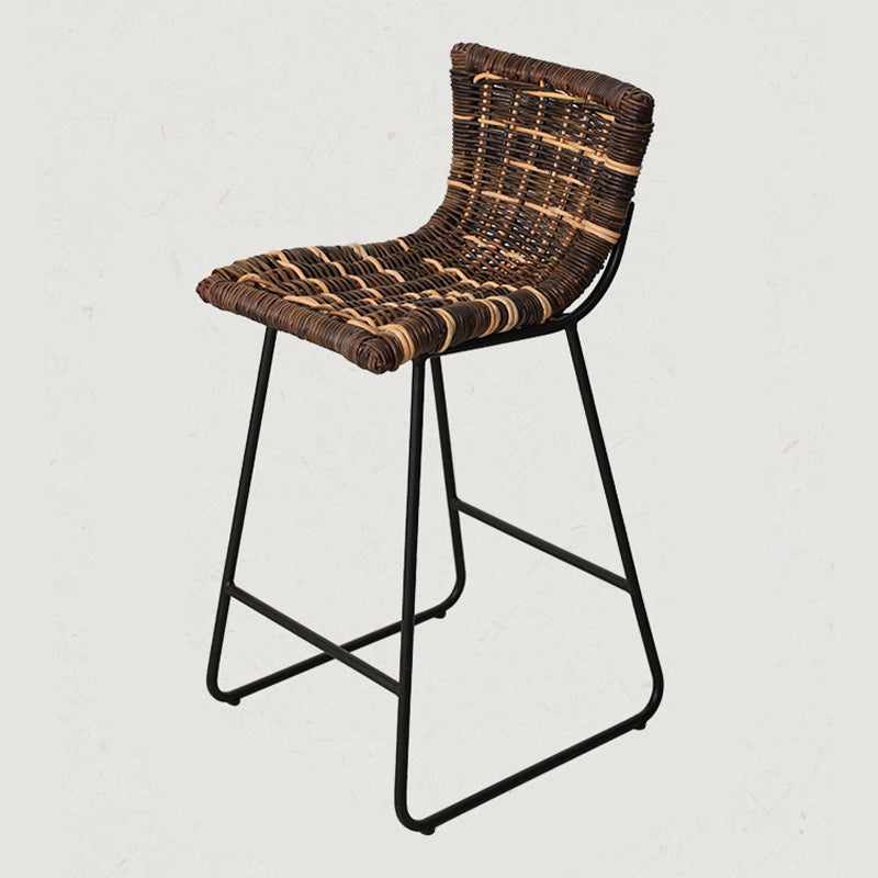 Industrial Low Back Indoor Armless Bar Stool with Metal Base