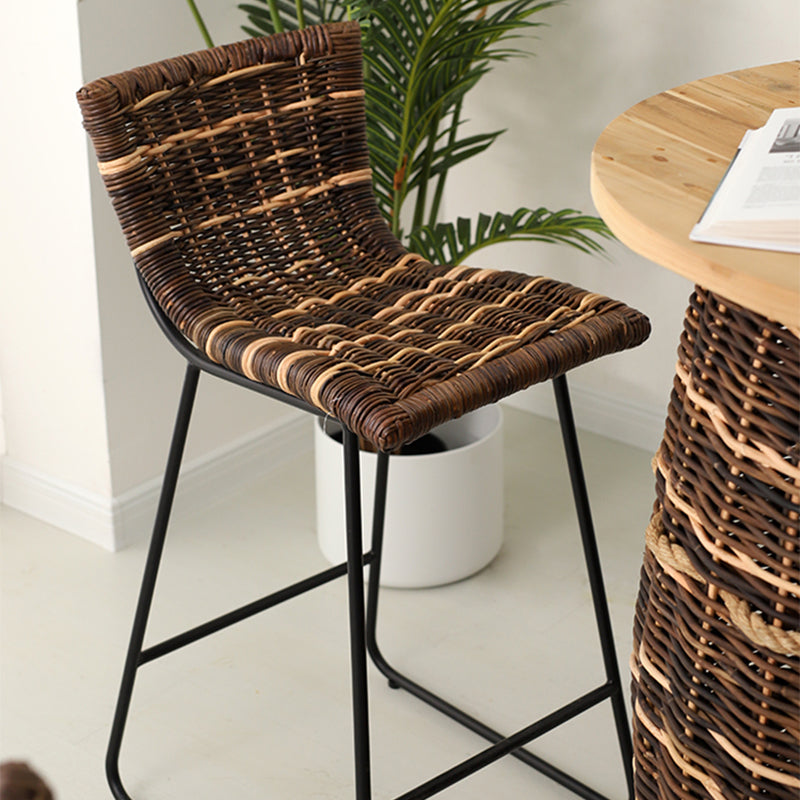 Industrial Low Back Indoor Armless Bar Stool with Metal Base