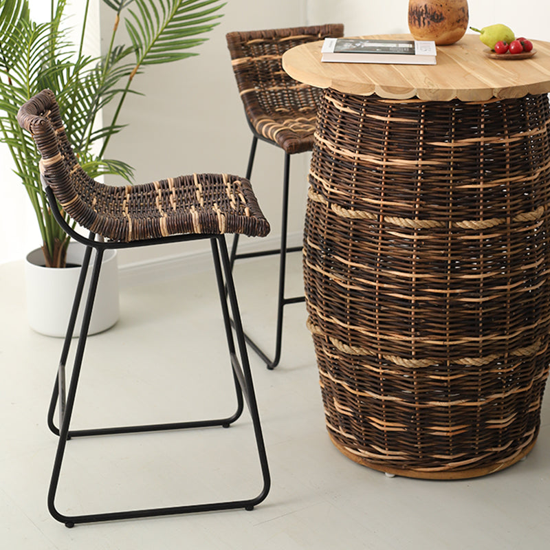 Industrial Low Back Indoor Armless Bar Stool with Metal Base