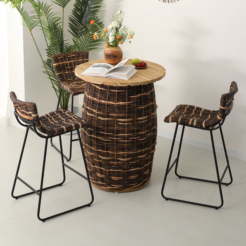 Industrial Low Back Indoor Armless Bar Stool with Metal Base