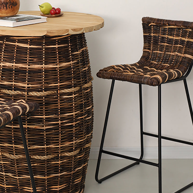 Industrial Low Back Indoor Armless Bar Stool with Metal Base