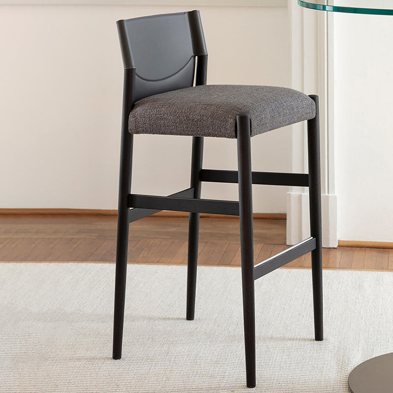 Contemporary 35.4-inch Armless Bar Stool with Solid Wood Base