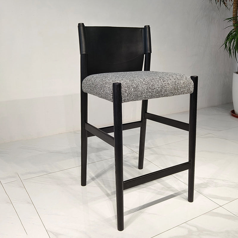 Contemporary 35.4-inch Armless Bar Stool with Solid Wood Base