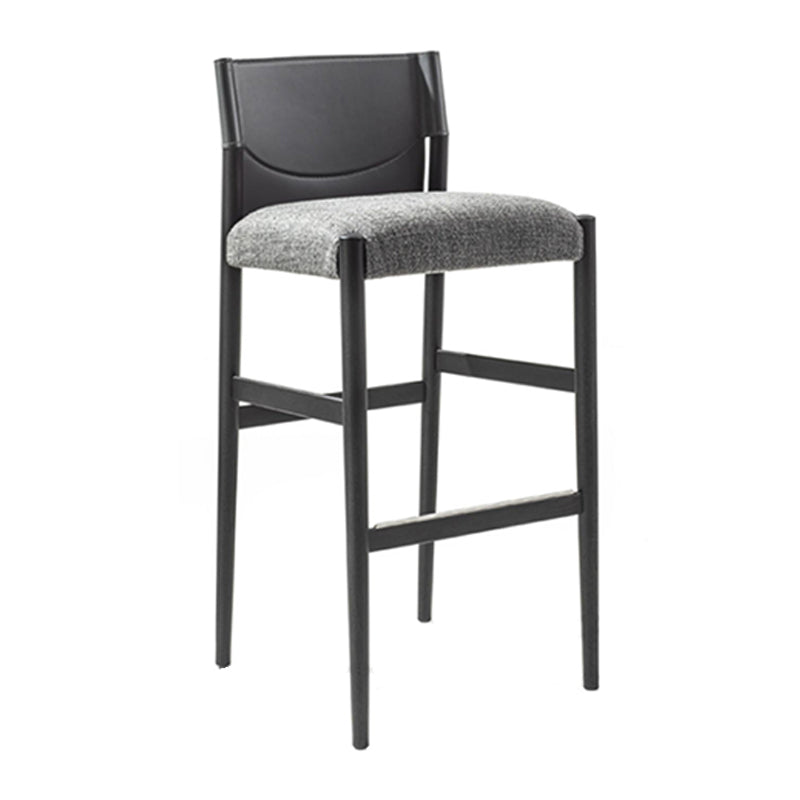 Contemporary 35.4-inch Armless Bar Stool with Solid Wood Base