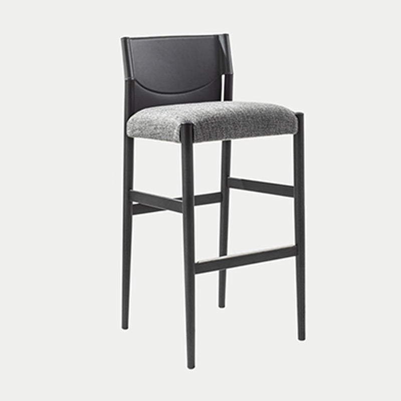 Contemporary 35.4-inch Armless Bar Stool with Solid Wood Base