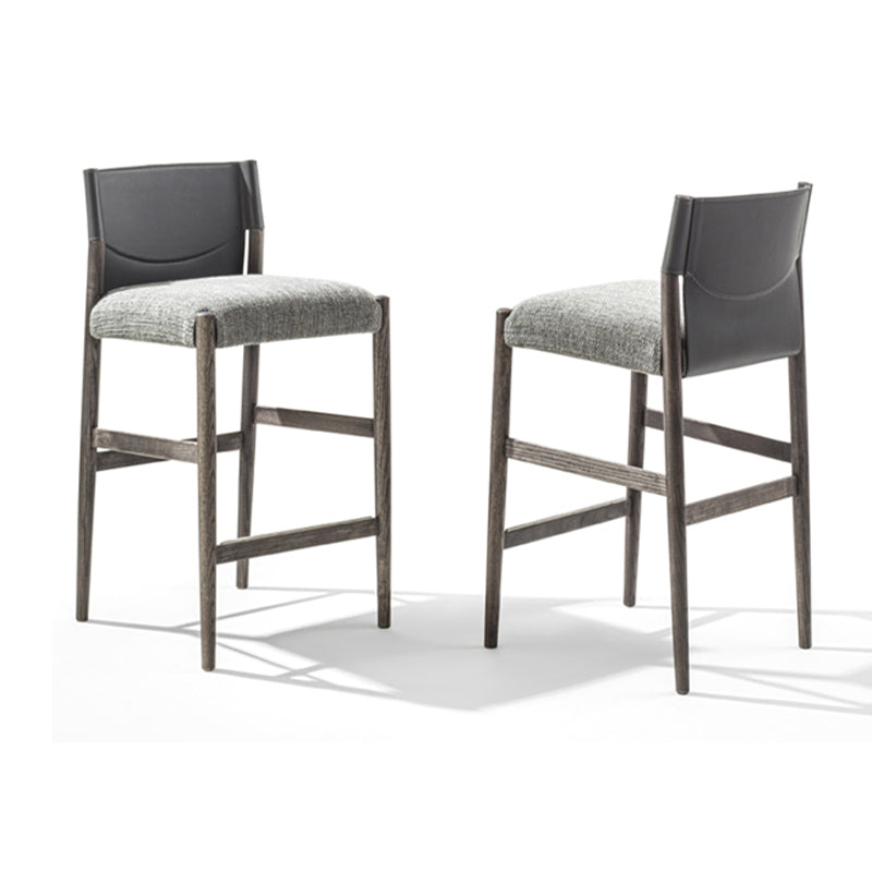 Contemporary 35.4-inch Armless Bar Stool with Solid Wood Base