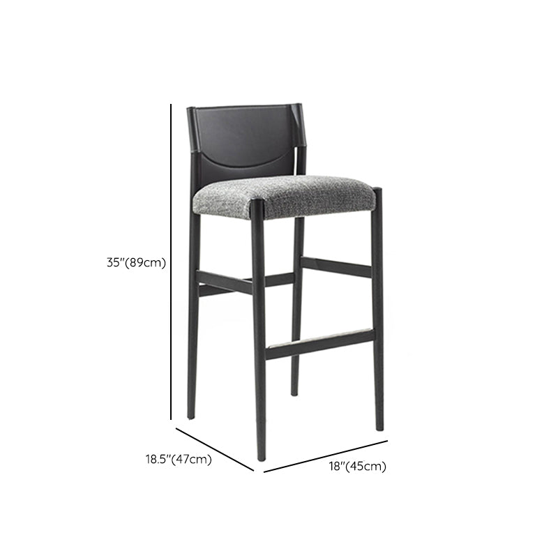 Contemporary 35.4-inch Armless Bar Stool with Solid Wood Base