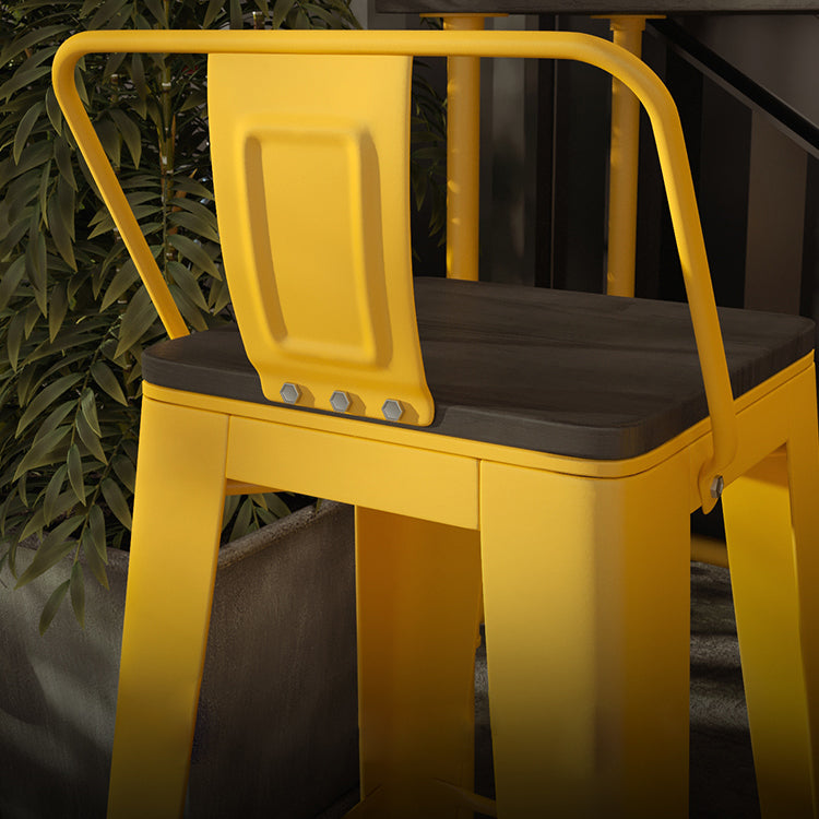 Wood and Metal Bar Stool and Table Set 1/3/4/5/6 Pieces Rectangular