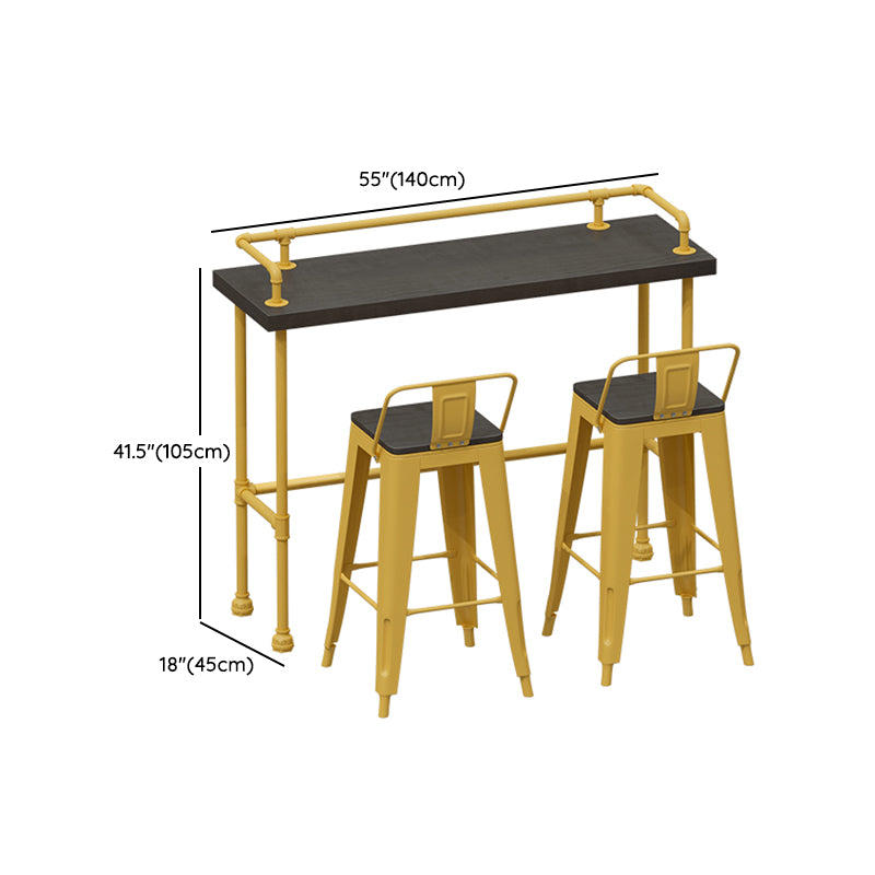 Wood and Metal Bar Stool and Table Set 1/3/4/5/6 Pieces Rectangular