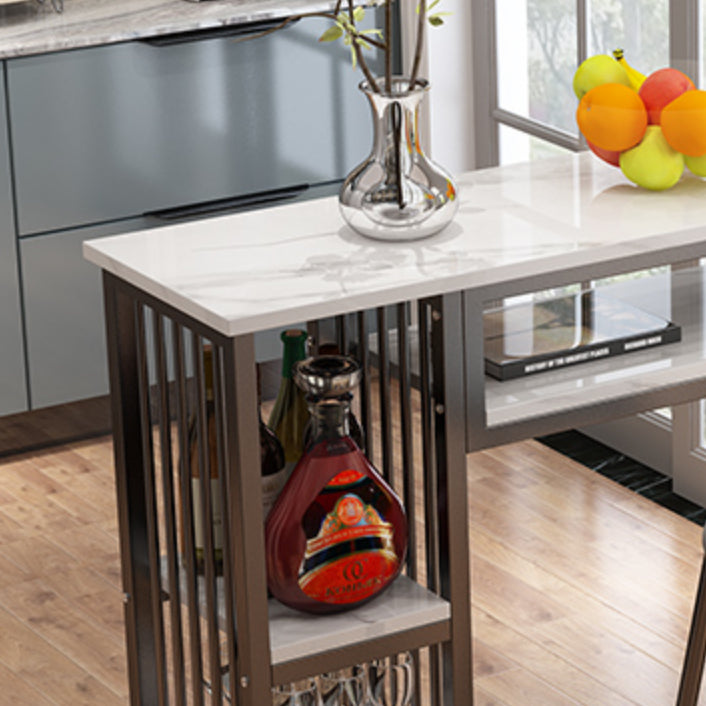 3 Pieces Table and Stool Set Modern Rectangular for Dining Room