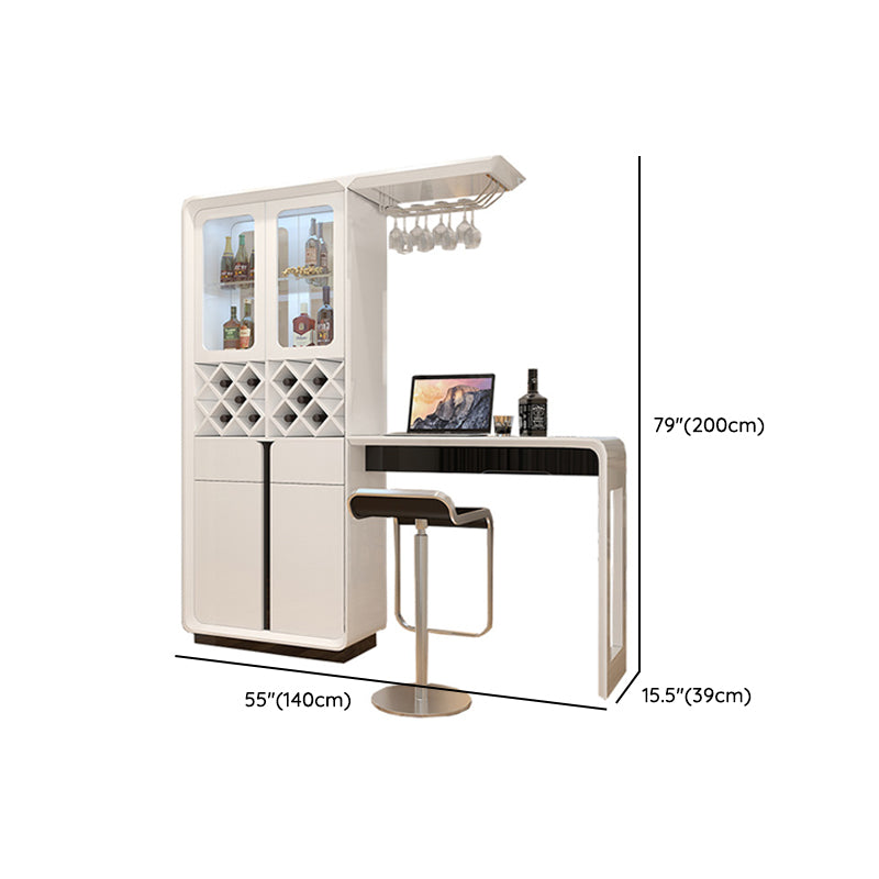 Contemporary Bar Stool and Table Set 2/3 Pieces White Rectangular