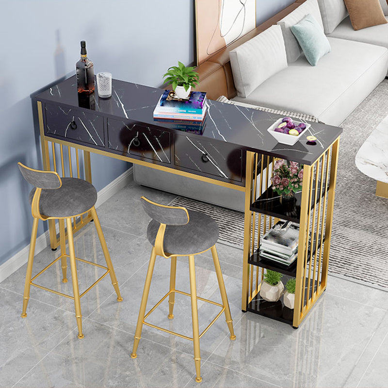 Glam Style Wood Rectangle Bar Height Pub Table for Living Room