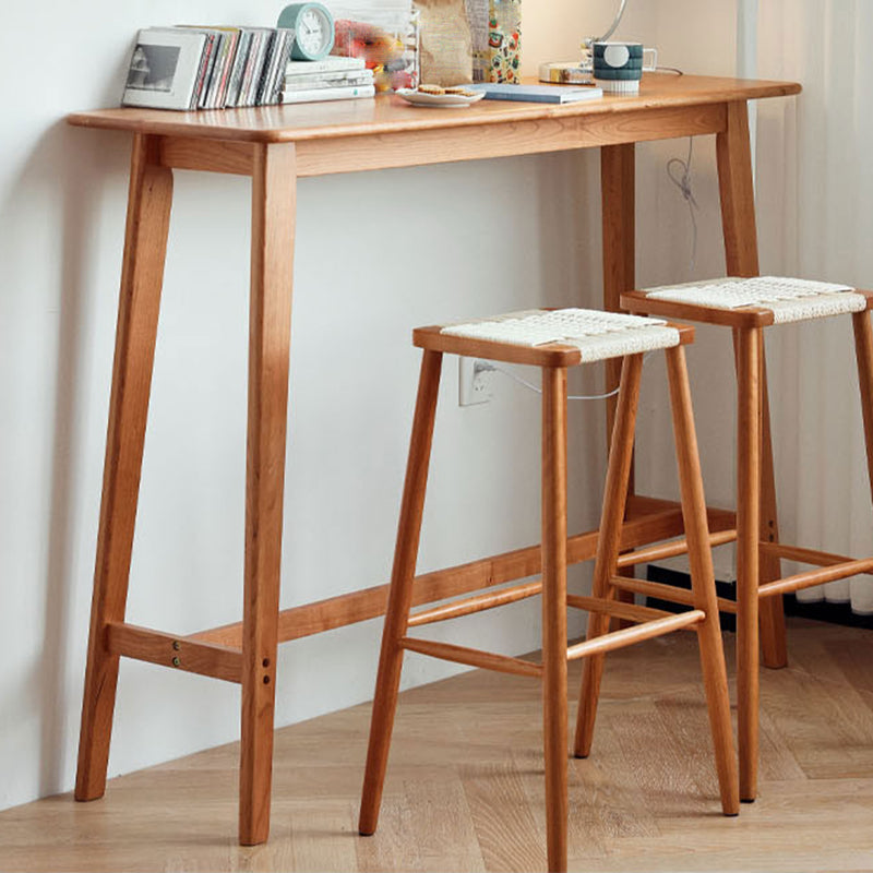 Modern Rectangle Solid Wood Bar Height Pub Table for Dining Room