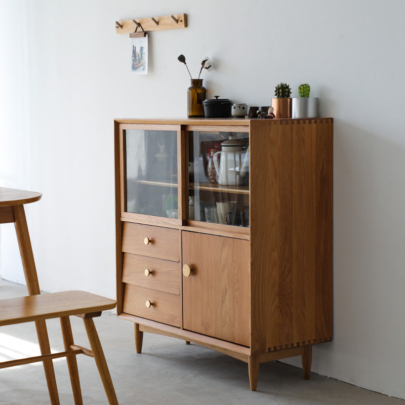 Contemporary Sideboard Cabinet Solid Wood Sideboard Table with Drawers for Dining Room
