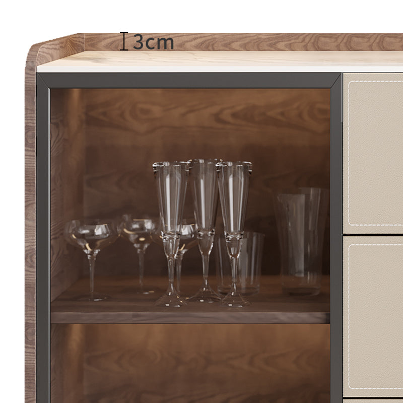 Glam Stone Sideboard Cabinet Sideboard 3 Drawers Server with Storage