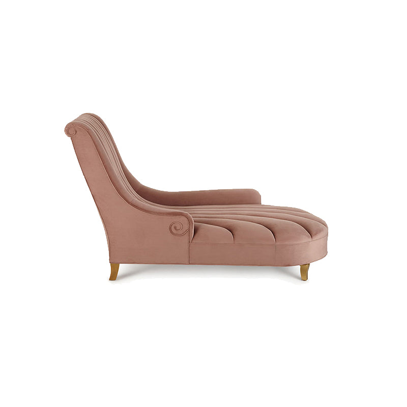 Luxury Style Velvet Chaise Lounge Bedroom Recessed Arms Chaise