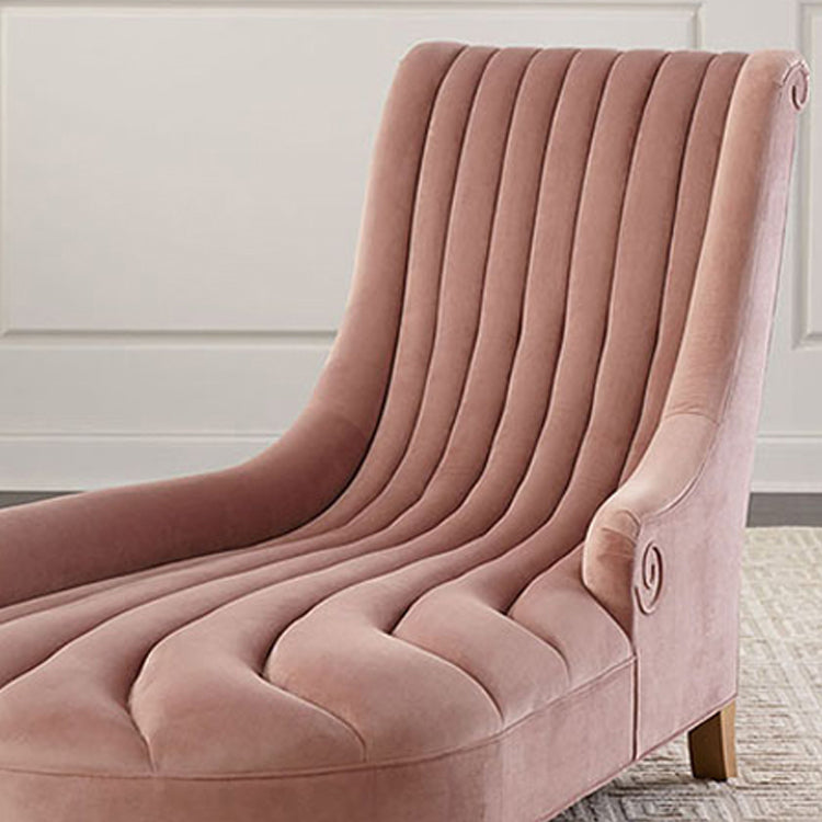 Luxury Style Velvet Chaise Lounge Bedroom Recessed Arms Chaise