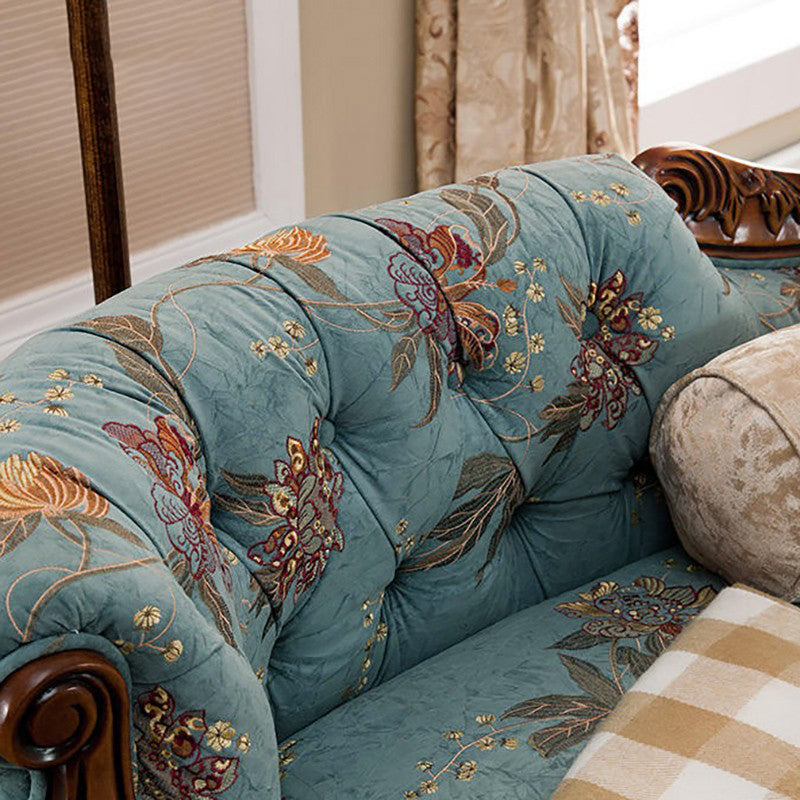 Upholstered Chaise Lounge Couch One Armed Lounge Solid Wood Chair