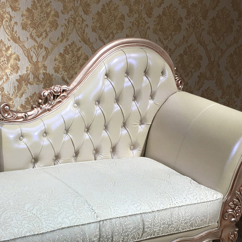 French Country Upholstered Chaise Lounge Couch Wood Chaise Lounge Chair