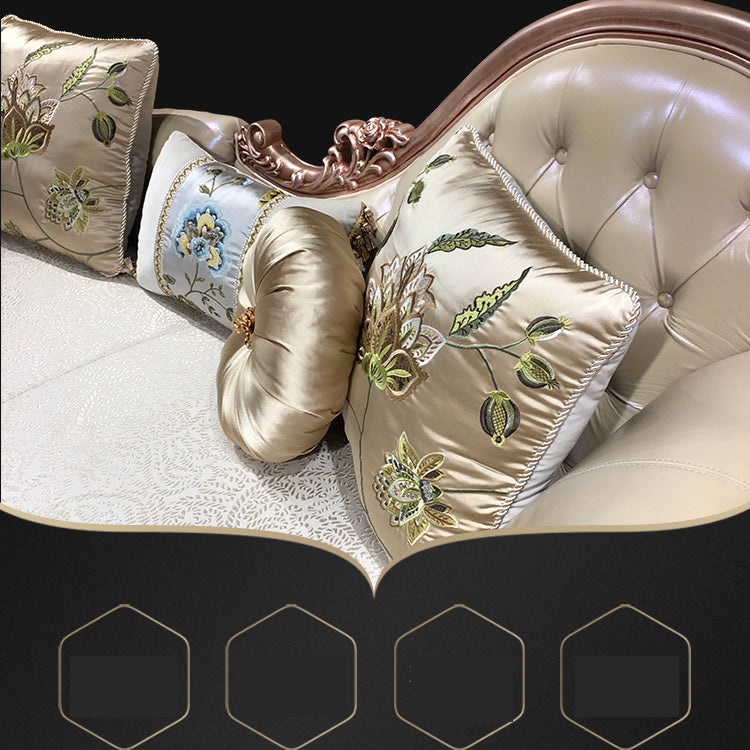 French Country Upholstered Chaise Lounge Couch Wood Chaise Lounge Chair