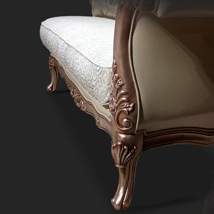 French Country Upholstered Chaise Lounge Couch Wood Chaise Lounge Chair