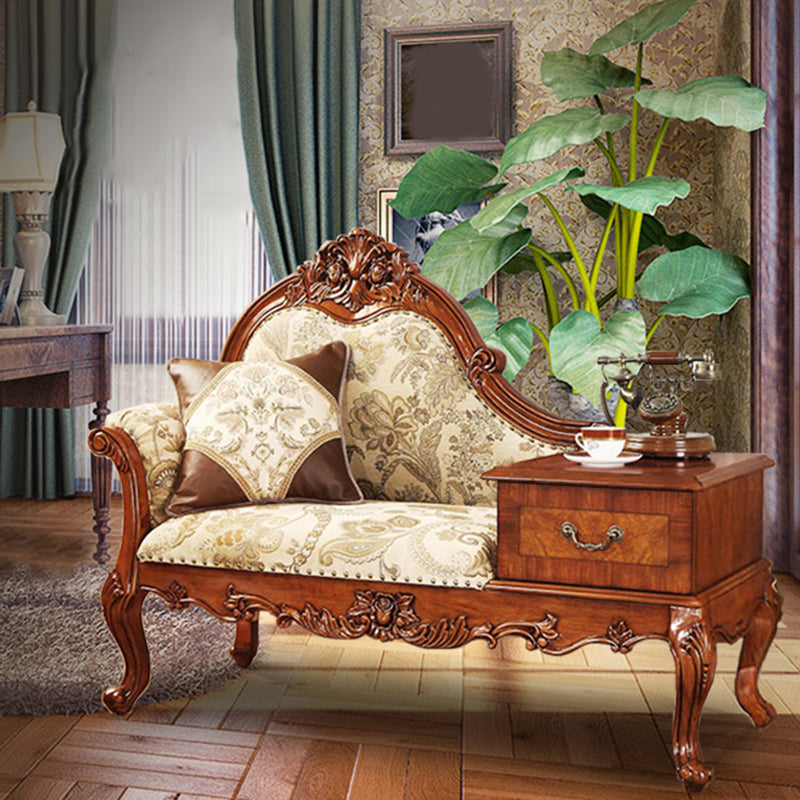 French Country Nailhead Trim Chaise Lounge Couch One Armed Lounge Chair