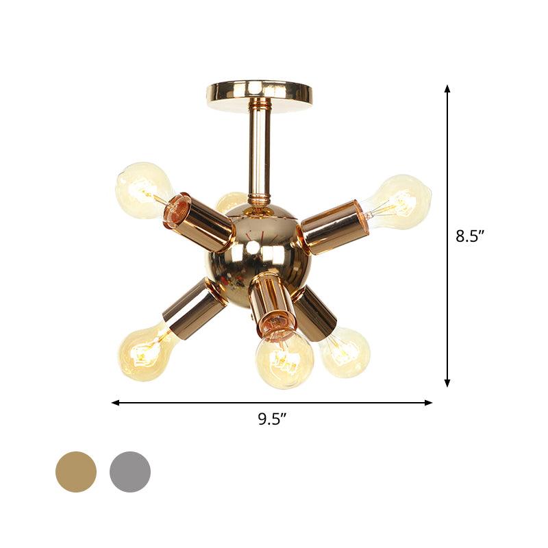 Chroom/gouden Sputnik semi-inbouw vintage ijzer 6/9/12 lichten restaurant verzonken plafondlamp armatuur