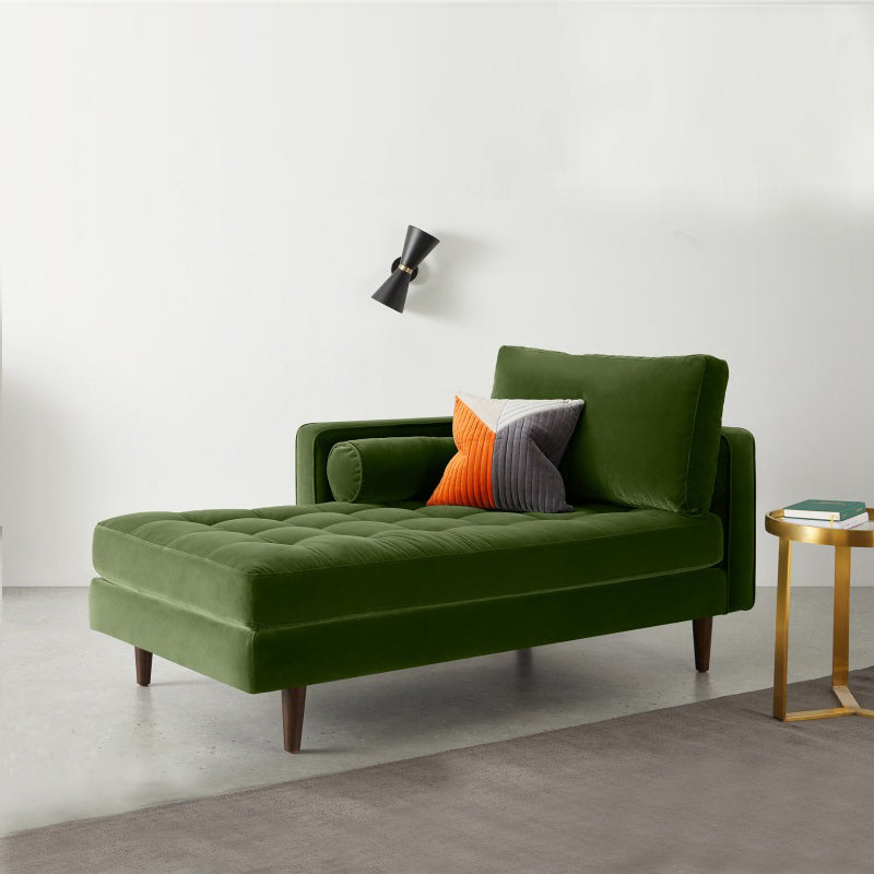 Contemporary Upholstered Chaise Lounge Square Arms Chaise in Green/Blue