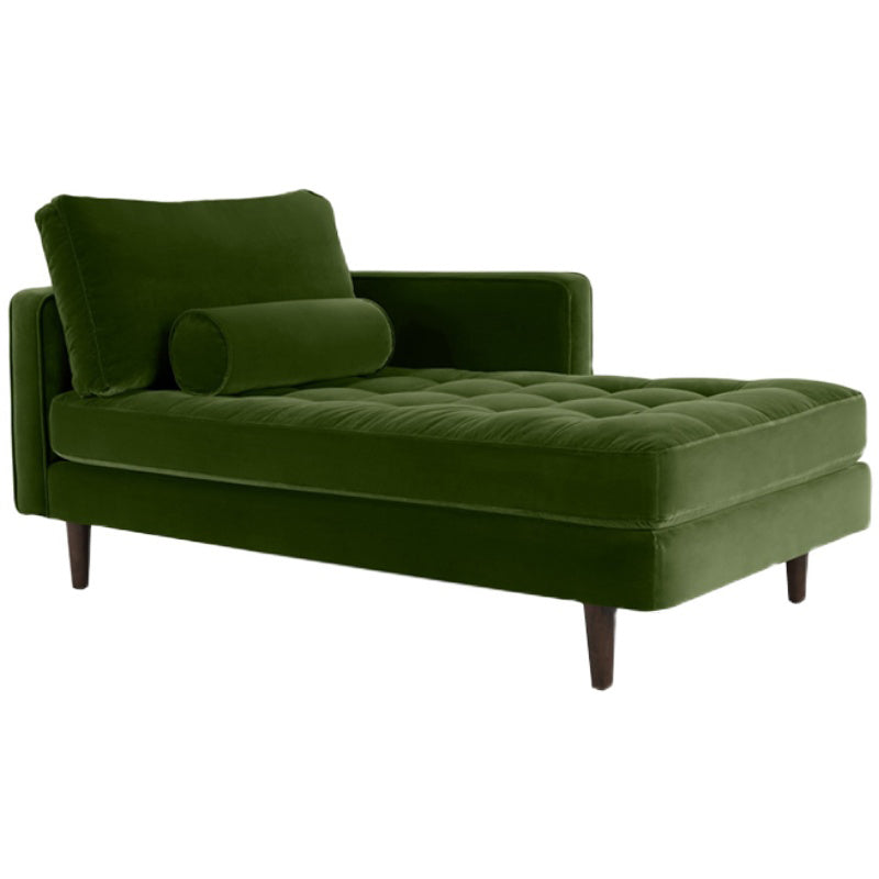 Contemporary Upholstered Chaise Lounge Square Arms Chaise in Green/Blue