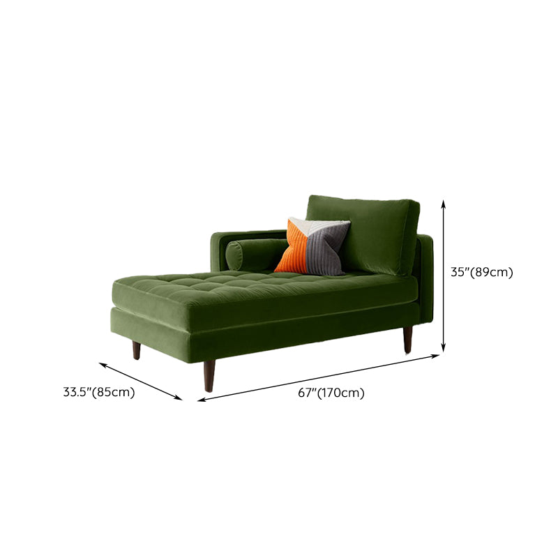 Contemporary Upholstered Chaise Lounge Square Arms Chaise in Green/Blue