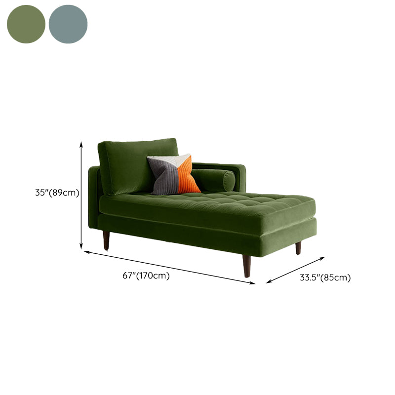 Contemporary Upholstered Chaise Lounge Square Arms Chaise in Green/Blue