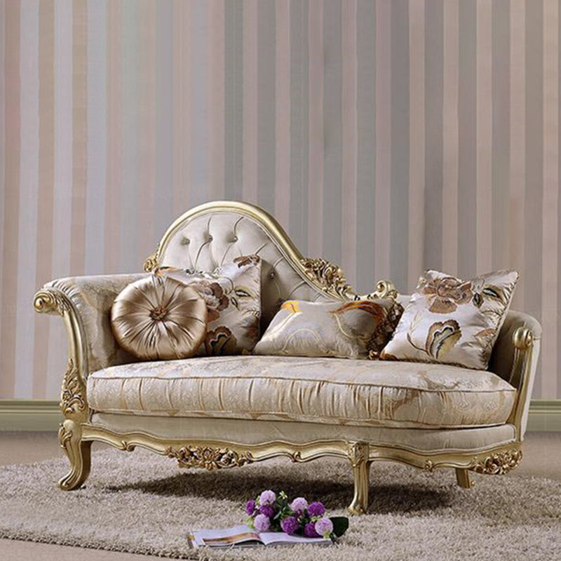 Glam Upholstered Chaise Lounge Couch Wood Chaise Lounge Chair