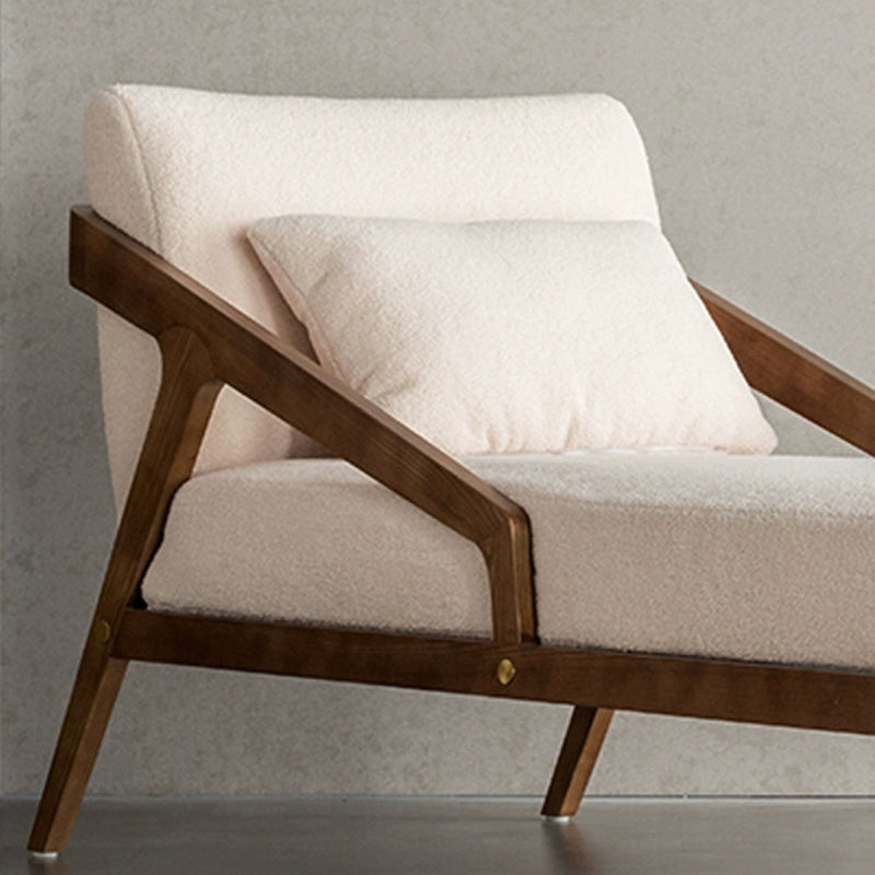 Scandinavian Upholstered Chaise Lounge Couch Two Arm Chaise Lounge Chair in Beige