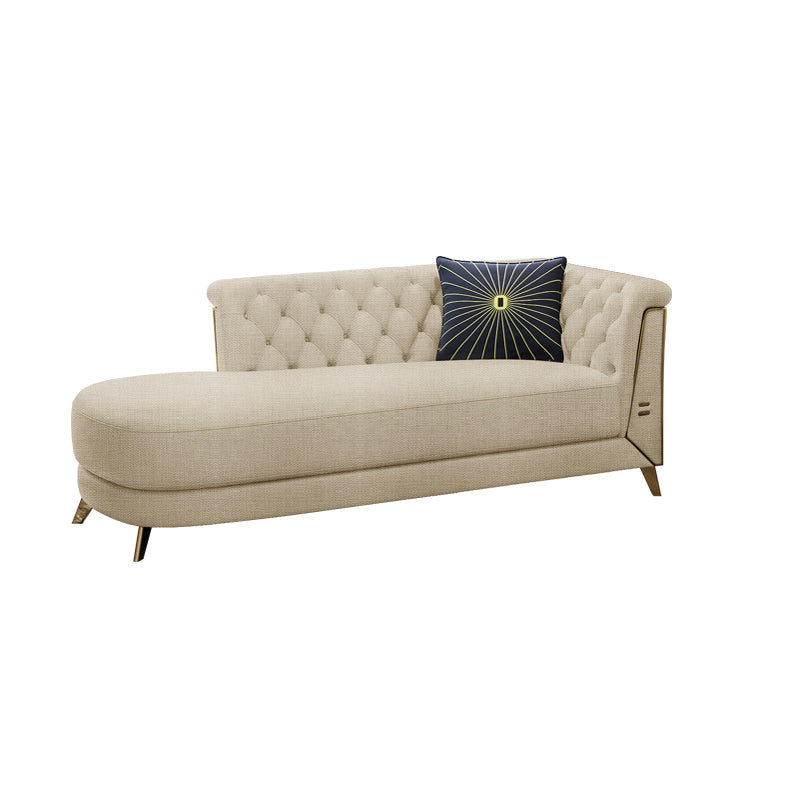 Contemporary Upholstered Chaise Lounge Couch Rolled Arms Lounge Chair