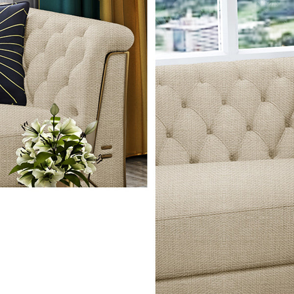 Contemporary Upholstered Chaise Lounge Couch Rolled Arms Lounge Chair