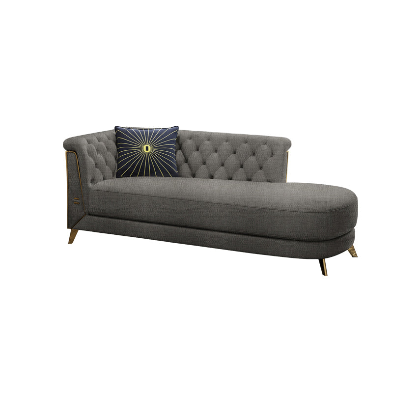 Contemporary Upholstered Chaise Lounge Couch Rolled Arms Lounge Chair