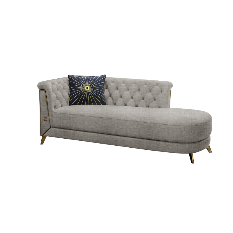 Contemporary Upholstered Chaise Lounge Couch Rolled Arms Lounge Chair