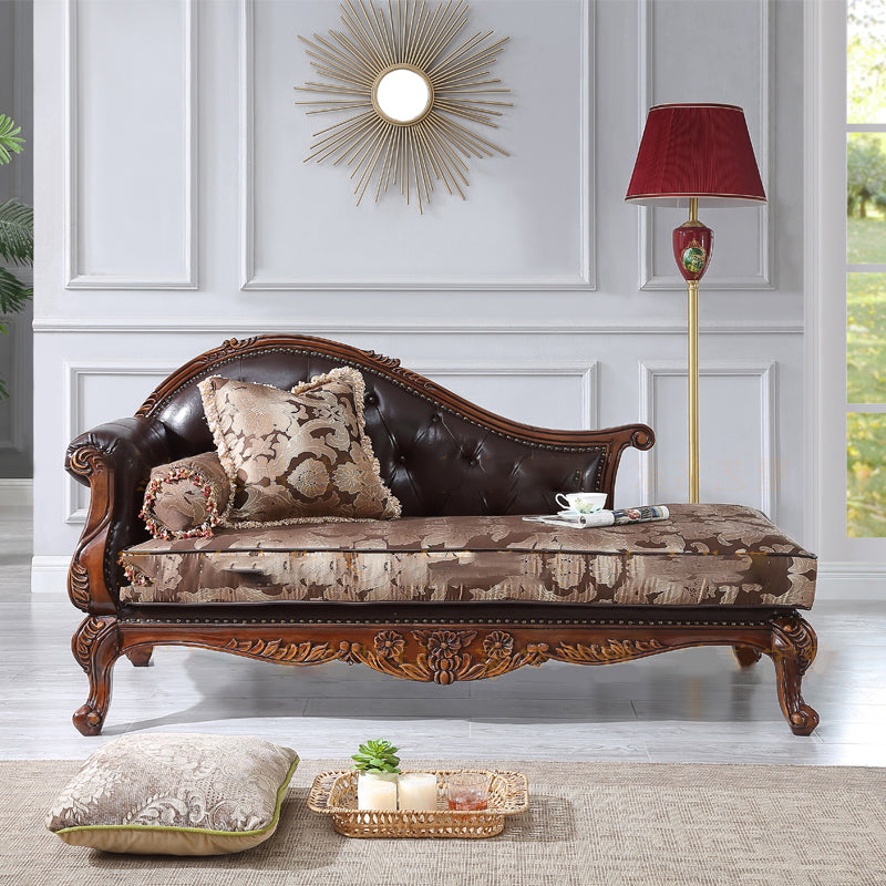 Traditional Upholstered Chaise Lounge Couch Fabric Chaise Lounge Chair with Arms