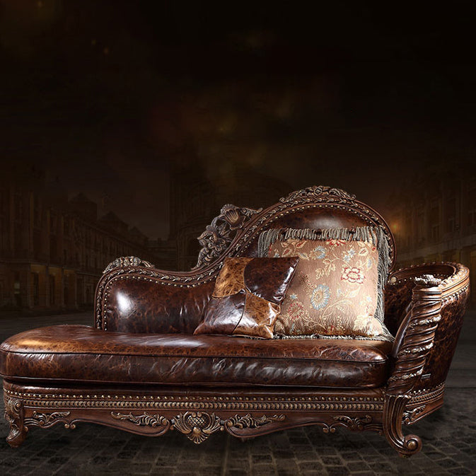 Traditional Upholstered Chaise Lounge Couch Fabric Chaise Lounge Chair with Arms