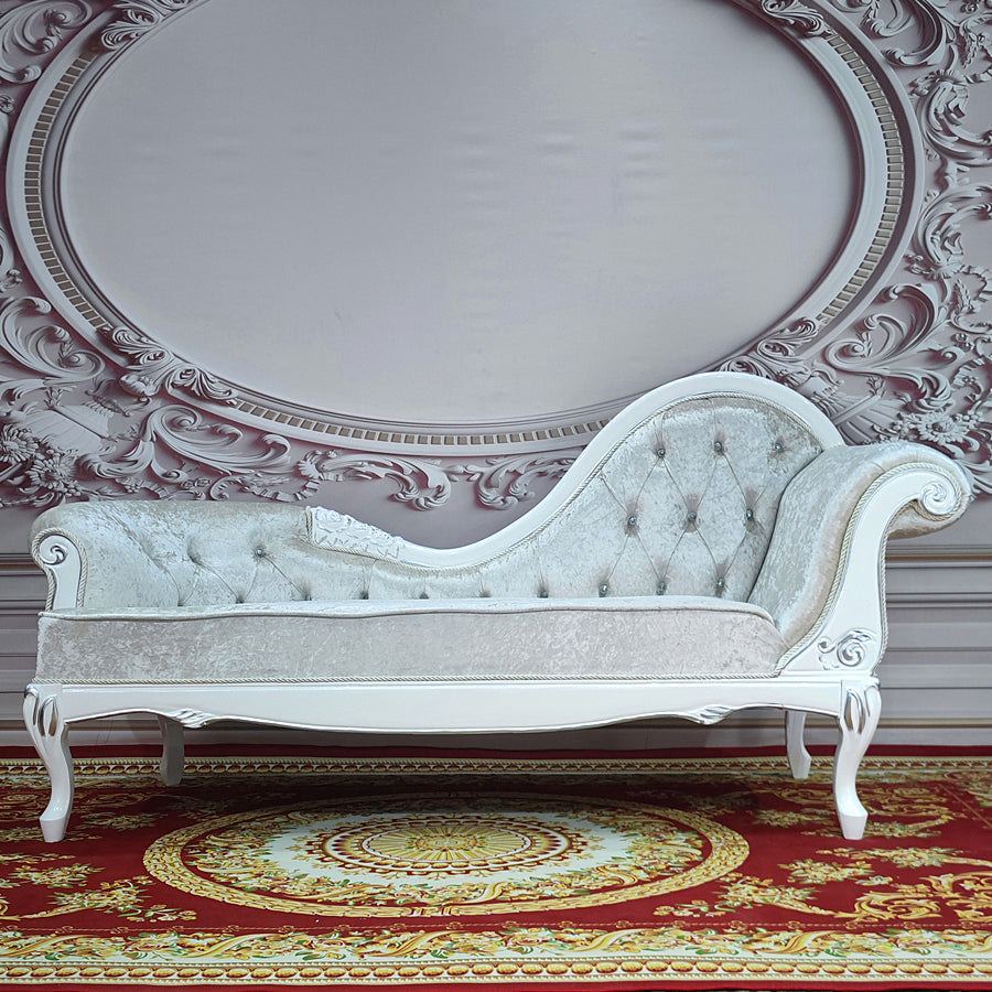 Traditional Upholstered Chaise Lounge Couch with Arms Chaise Lounge Chair