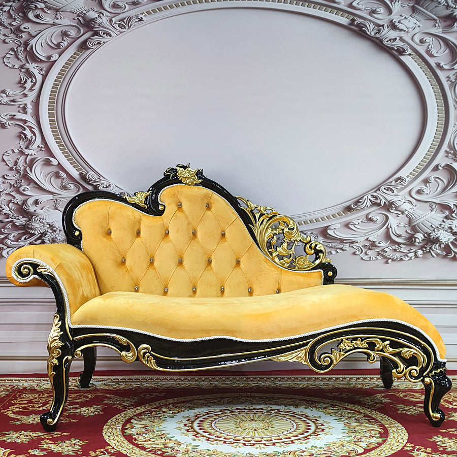 Traditional Upholstered Chaise Lounge Couch with Arms Chaise Lounge Chair