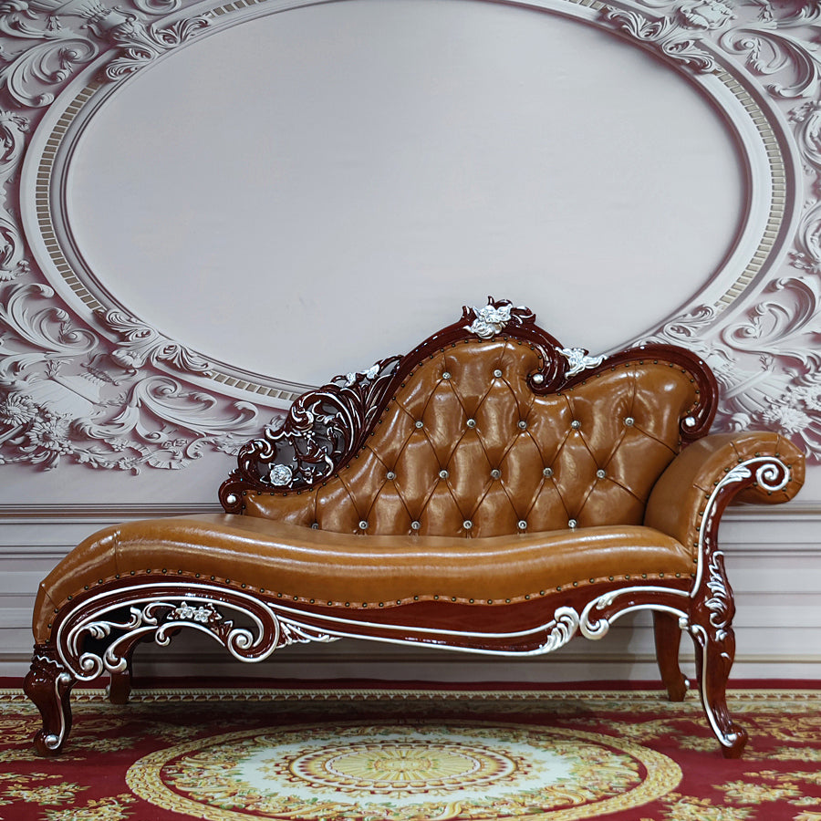 Traditional Upholstered Chaise Lounge Couch with Arms Chaise Lounge Chair