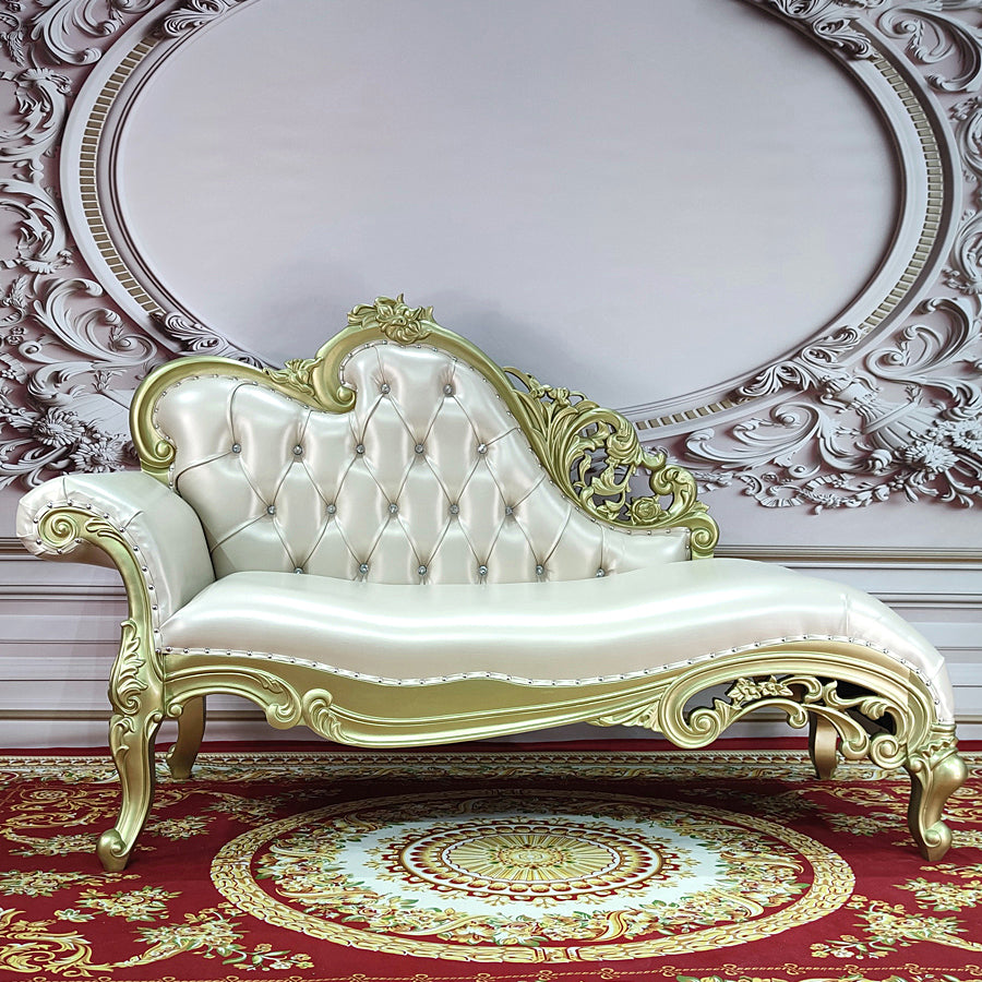 Traditional Upholstered Chaise Lounge Couch with Arms Chaise Lounge Chair