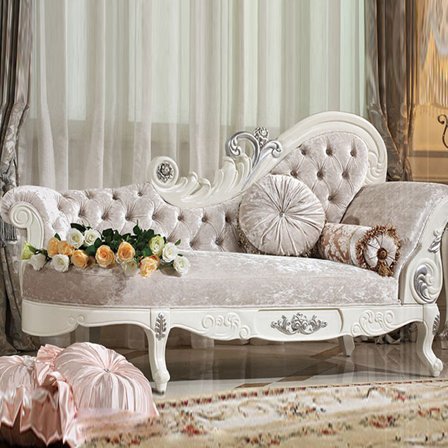 Traditional Upholstered Chaise Lounge Couch with Arms Chaise Lounge Chair