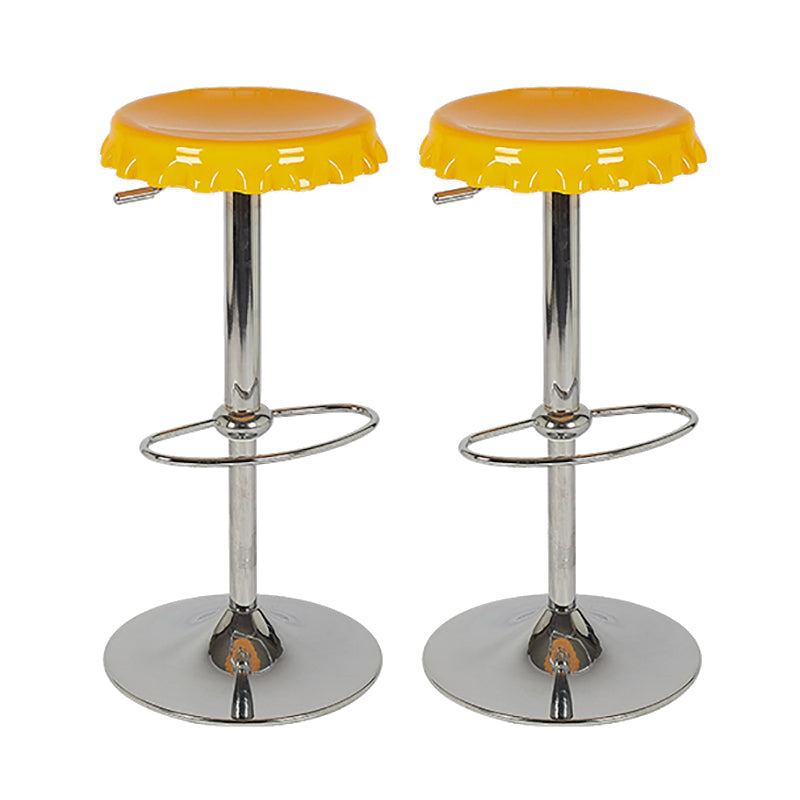 Contemporary Backless Indoor Armless Footrest Bar Stool with  Metal Base