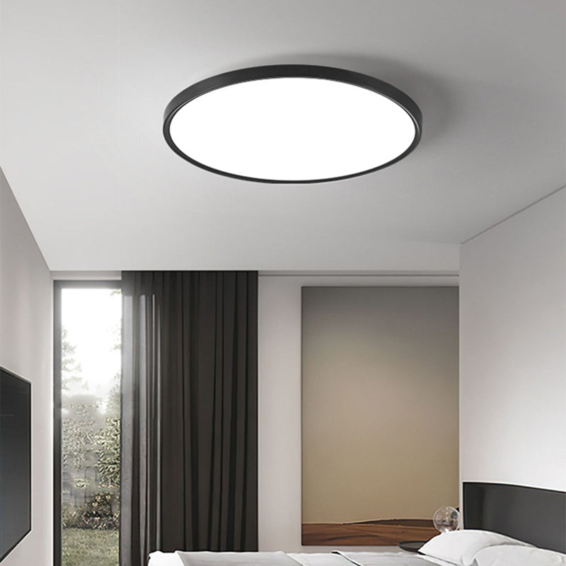 LED Modern Metal Flush Mount Circle Shape Ceiling Light with Plastic Shade for Bedroom