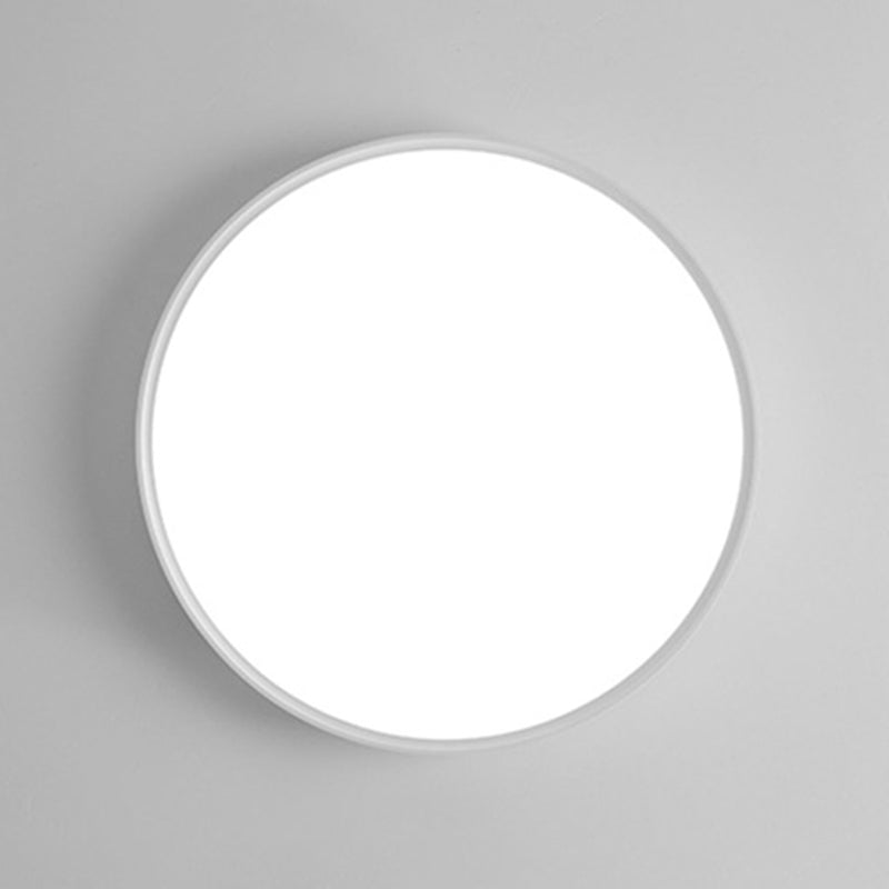 LED Modern Metal Flush Mount Circle Shape Ceiling Light with Plastic Shade for Bedroom