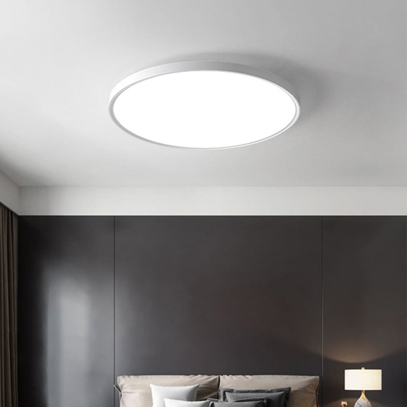 LED Modern Metal Flush Mount Circle Shape Ceiling Light with Plastic Shade for Bedroom