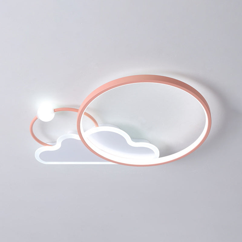 Cloud Shape Metal Flush Light Kid Style 3 Lights Flush Mount Ceiling Lights